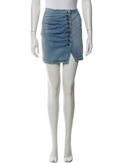 Pre-owned Retroféte Distressed Accents Mini Skirt In Blue