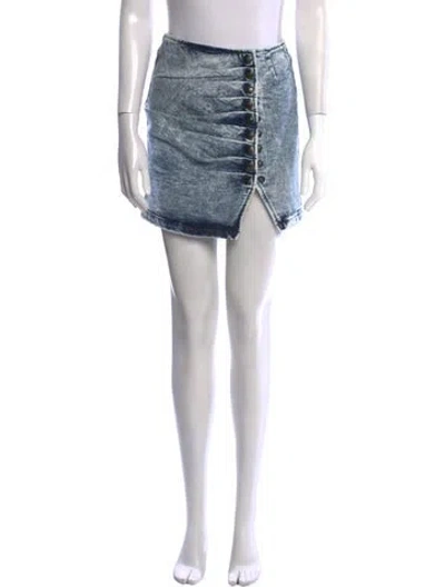 Pre-owned Retroféte Distressed Accents Mini Skirt In Blue