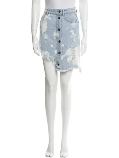 Pre-owned Retroféte Distressed Accents Mini Skirt In Blue