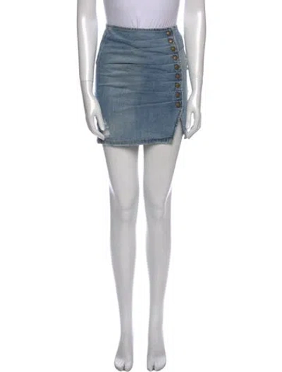 Pre-owned Retroféte Distressed Accents Mini Skirt In Blue