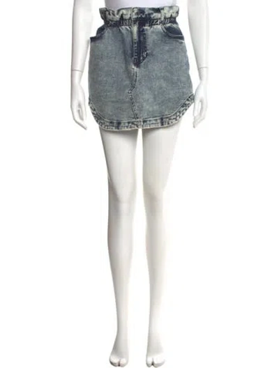 Pre-owned Retroféte Distressed Accents Mini Skirt In Blue