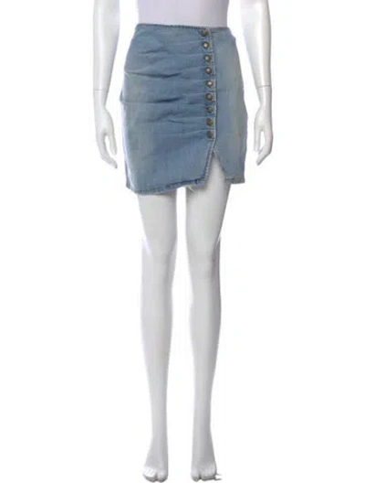 Pre-owned Retroféte Distressed Accents Mini Skirt In Blue
