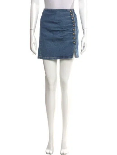 Pre-owned Retroféte Distressed Accents Mini Skirt In Blue