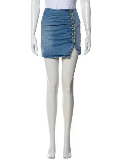 Pre-owned Retroféte Distressed Accents Mini Skirt In Blue