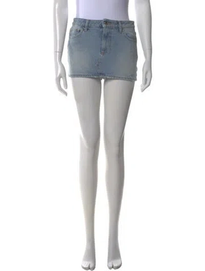 Pre-owned Retroféte Distressed Accents Mini Skirt In Blue