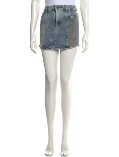 Pre-owned Retroféte Distressed Accents Mini Skirt In Blue