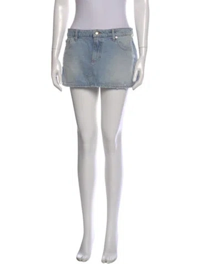 Pre-owned Retroféte Distressed Accents Mini Skirt In Blue