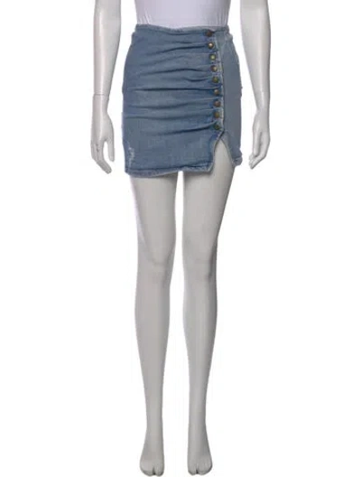 Pre-owned Retroféte Distressed Accents Mini Skirt In Blue