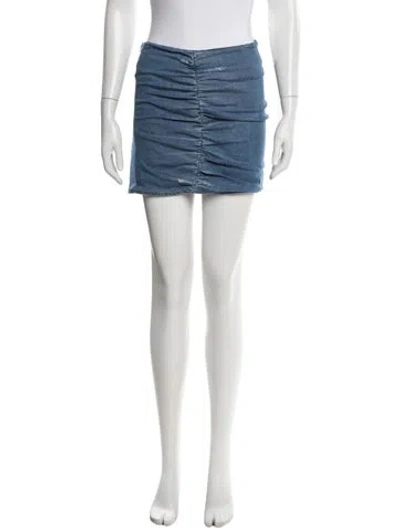 Pre-owned Retroféte Distressed Accents Mini Skirt In Blue