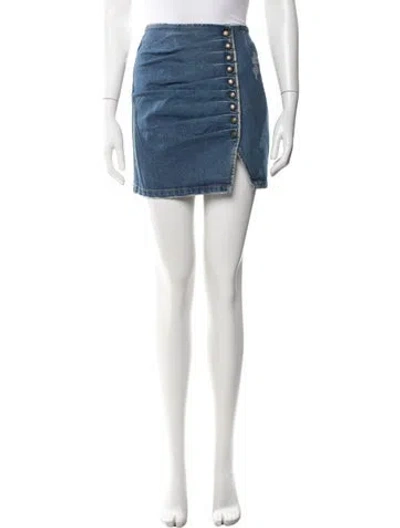 Pre-owned Retroféte Distressed Accents Mini Skirt In Blue