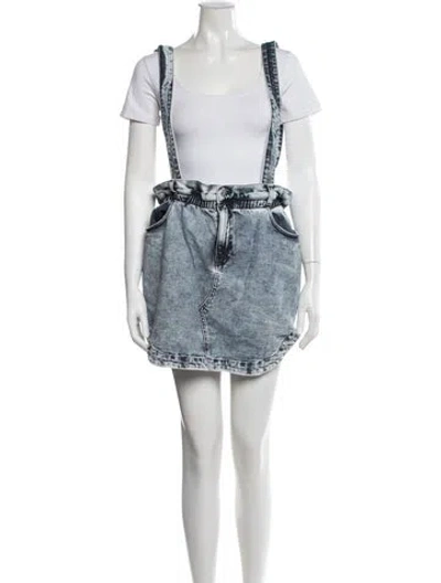 Pre-owned Retroféte Distressed Accents Mini Skirt In Blue