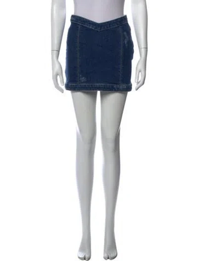 Pre-owned Retroféte Distressed Accents Mini Skirt In Blue