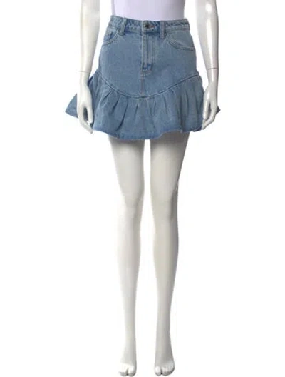 Pre-owned Retroféte Distressed Accents Mini Skirt In Blue