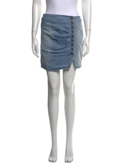 Pre-owned Retroféte Distressed Accents Mini Skirt In Blue