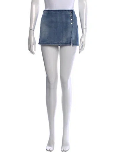 Pre-owned Retroféte Distressed Accents Mini Skirt In Blue
