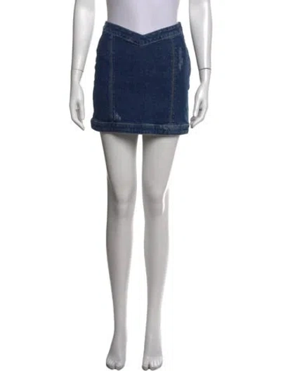Pre-owned Retroféte Distressed Accents Mini Skirt In Blue