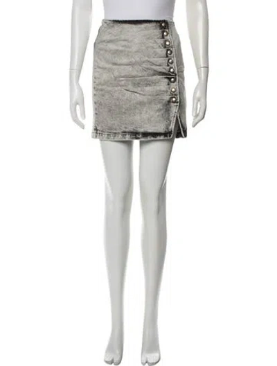 Pre-owned Retroféte Distressed Accents Mini Skirt In Gray