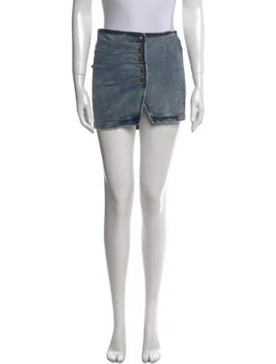 Pre-owned Retroféte Distressed Accents Mini Skirt W/ Tags In Blue