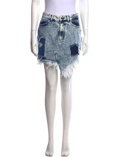 Pre-owned Retroféte Distressed Accents Mini Skirt W/ Tags In Blue
