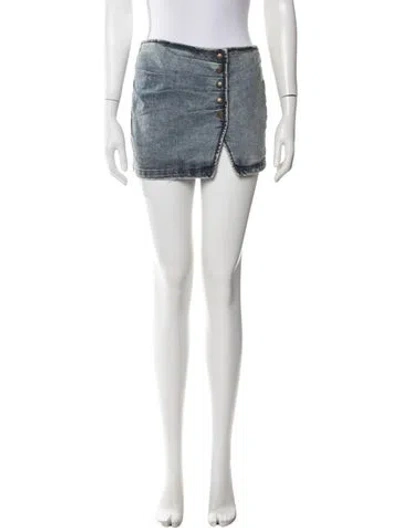 Pre-owned Retroféte Distressed Accents Mini Skirt W/ Tags In Blue