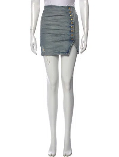Pre-owned Retroféte Distressed Accents Mini Skirt W/ Tags In Blue
