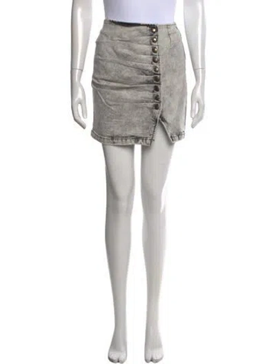 Pre-owned Retroféte Distressed Accents Mini Skirt W/ Tags In Grey