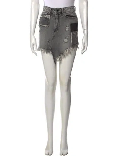 Pre-owned Retroféte Distressed Accents Mini Skirt W/ Tags In Grey
