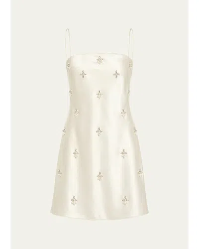 Retroféte Dotty Embellished Satin Mini Dress In White