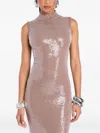 Retroféte Dove High-neck Sequin Dress In Brown