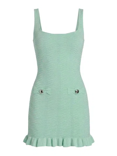 Retroféte Dress Made Of Metallic Knit Fabric In Dark Green