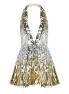 Retroféte Sequin-embellished Halterneck Mini Cocktail Dress