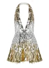 Retroféte Sequin-embellished Halterneck Mini Cocktail Dress