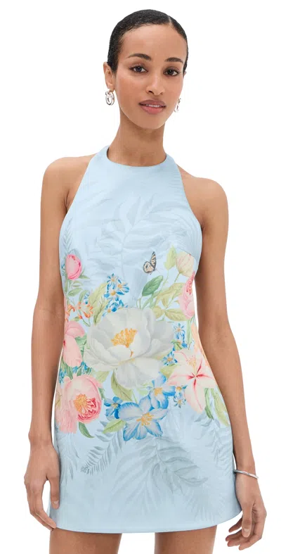 Retroféte Drexley Mini Dress Bleu Fleur Tropicale In Multi