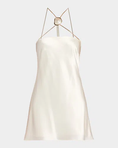 Retroféte Ebba Gemstone Halter Mini Dress In Neutral