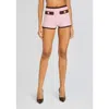 Retroféte Edith Ribbed High-waisted Shorts In Mtlc Earl Rose/pecan