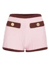 Retroféte Edith Ribbed High-waisted Shorts In Pink