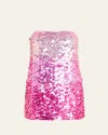 Retroféte Nolia Sequin Strapless Bodycon Mini Dress In Camellia Ombre