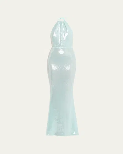 Retroféte Elexa Sequined Halter Dress In Green