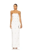 Retroféte Elise Strapless Embellished Satin-crepe Gown In White