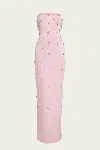 Retroféte Elise Satin Long Dress With Rhinestones Trimming
