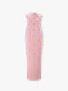 Retroféte Elise Satin Long Dress With Rhinestones Trimming