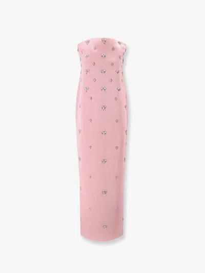 Retroféte Elise Satin Long Dress With Rhinestones Trimming In Earl Rose
