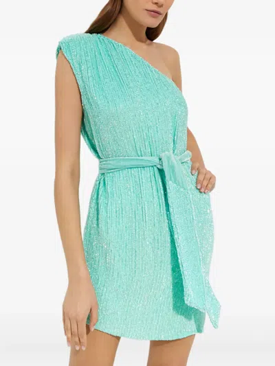 Retroféte Ella One-shoulder Mini Dress In Green