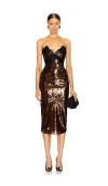 Retroféte Ellen Sequin Dress In Brown