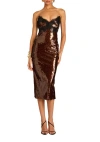 Retroféte Ellen Sequin Dress In Deep Brown
