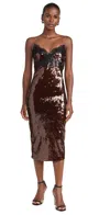 Retroféte Ellen Sequin Dress In Deep Brown