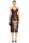 Retroféte Ellen Sequin Dress In Deep Brown