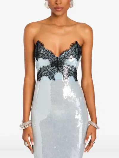 Retroféte Ellen Sequin Lace-insert Dress In Blue