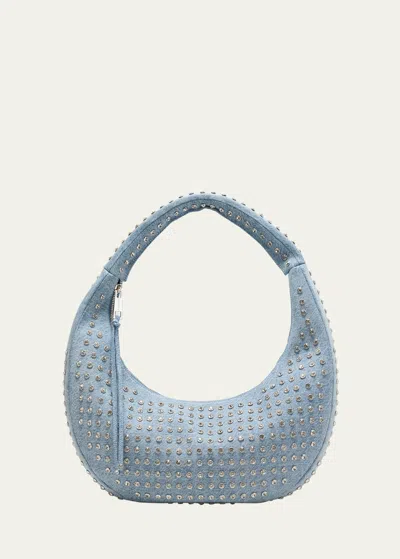 Retroféte Elodie Large Embellished Denim Shoulder Bag In Blue