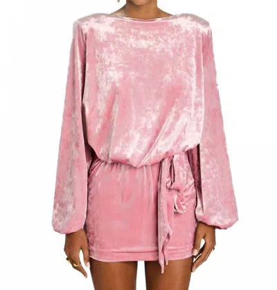 Retroféte Elysia Velvet Dress In Vintage Rose In Pink
